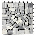 Easy-to-install European Style Interlocking Outdoor Veranda Decking Tiles Waterproof Anti-Slip Brushed Wood Grain WPC Floor