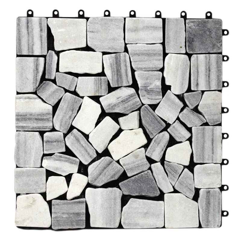 Easy-to-install European Style Interlocking Outdoor Veranda Decking Tiles Waterproof Anti-Slip Brushed Wood Grain WPC Floor