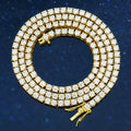 Hot-sale Unisex Hiphop Trendy Jewelry 4mm  Gold Plated 925 Sterling Silver Vvs Mossanite Lab Diamond Tennis Chain Necklace