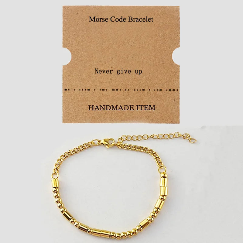 New Special Mood Adjustable Hand Accessory Stainless Steel Bracelet Statement Morse Code Beaded Bracelet Gifts for Women Men