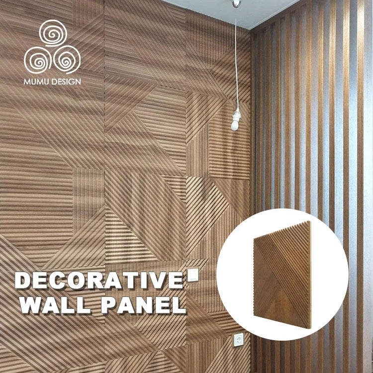 MUMU 3D Luxury Attractive Art Wavy Decorative Exhibition Booth  Home Indoor Wooden Wall Paneling for TV