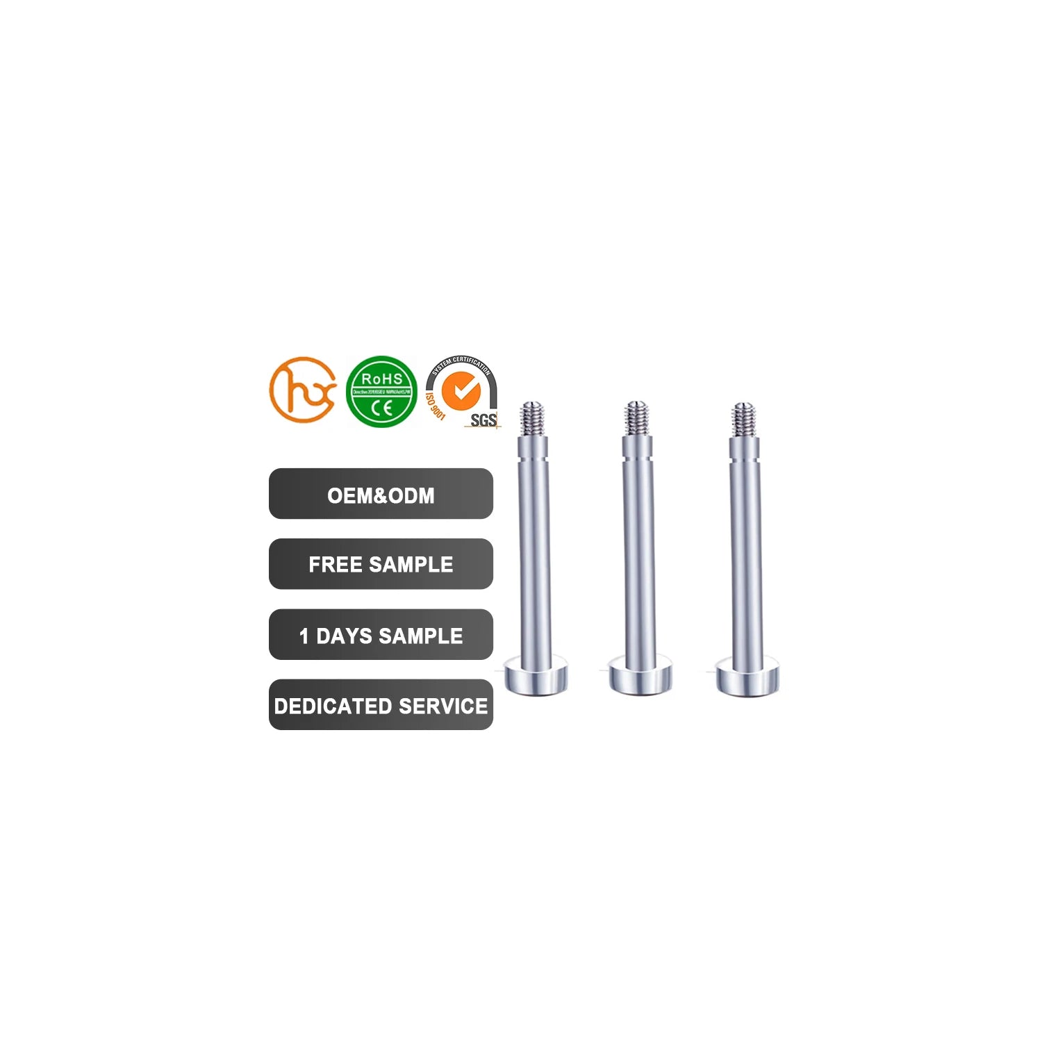 100 Sets of Production Equipment ISO900 RoHS CE M4 M5 M6 Round Head Stainless Steel Shoulder Head Shoulder Screw