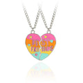 AA016284 Best Friends 2 Piece Necklace Heart Colorful Pendant With Sprinkle Glitter Necklace Cute Best Friend Necklaces