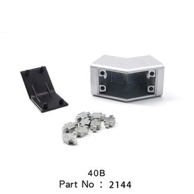 2144 China Factory 45 Degree 4040B 40x10mm Strong Corner Bracket Zinc Angle Bracket for T Slot Extruded Aluminium Profile