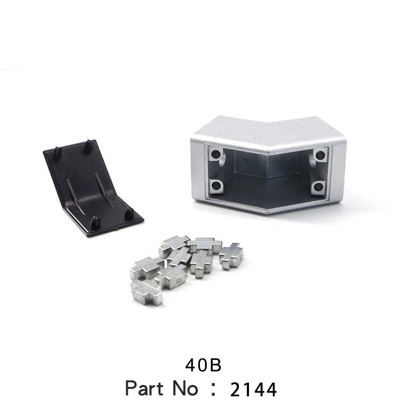 2144 China Factory 45 Degree 4040B 40x10mm Strong Corner Bracket Zinc Angle Bracket for T Slot Extruded Aluminium Profile