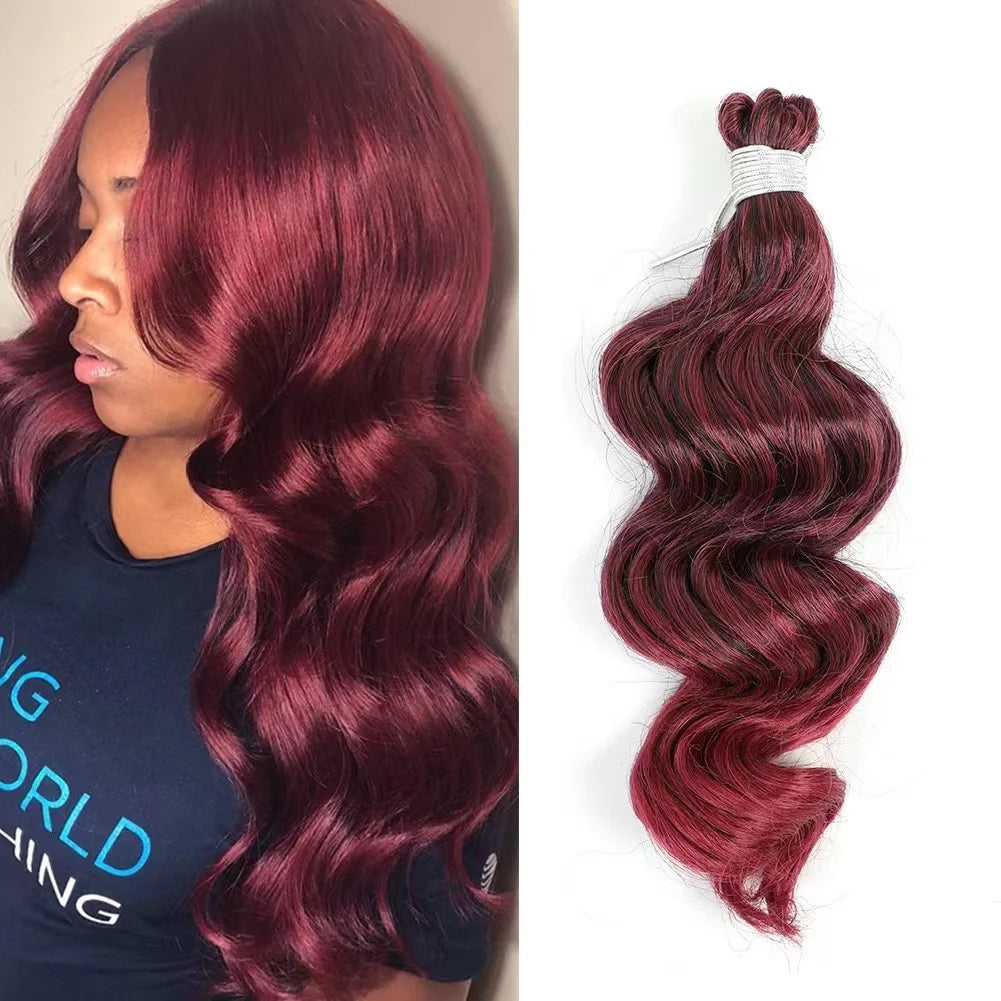 Wholesale Soft Red Deep Wave Hair Extension Synthetic Braids Ocean Wave Crochet Hair Braiding Hair for Adding Volume and Style