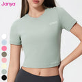 Janya Women's Breathable Athletic Fitness Yoga Top Crew Neck Short Sleeve Basic T-Shirt with Custom Logo Skin-Friendly
