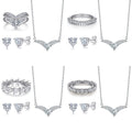 Jewelry Set 925 Sterling Silver Women Jewelry Colorful Stone Ring Necklace Earring Non Tarnish White Gold Plated Jewelry Sets