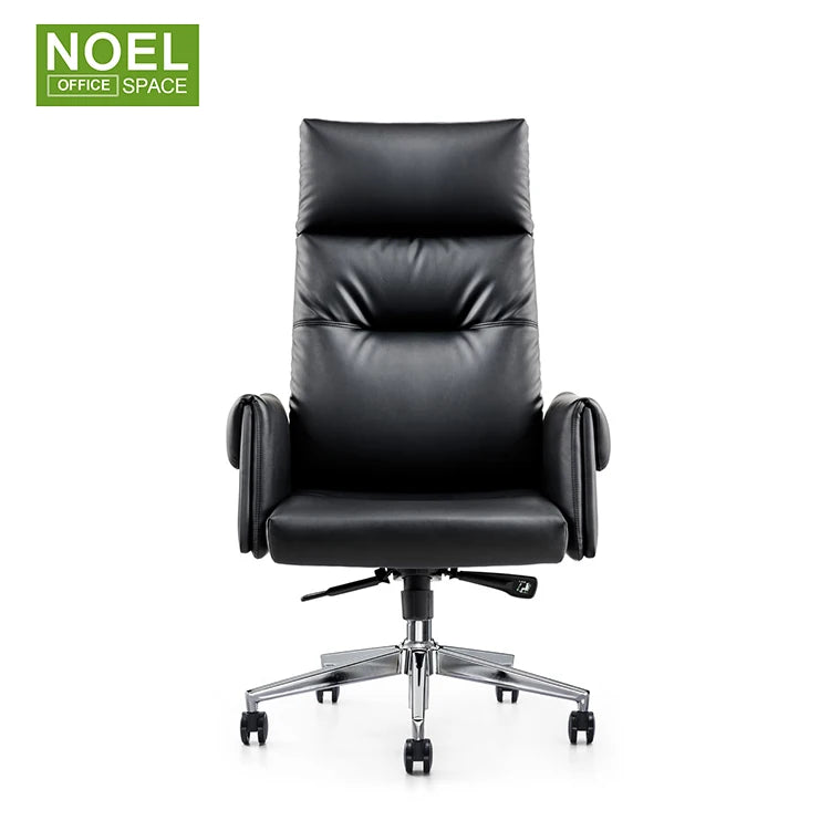 Luxury Boss High Back Executive Lounge Black PU Leather Designer Office Chair With Casters