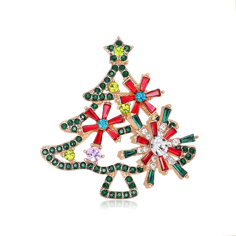 DRAL925 Fashion Christmas Tree Brooch Women Rhinestones Tree Brooch Jewelry