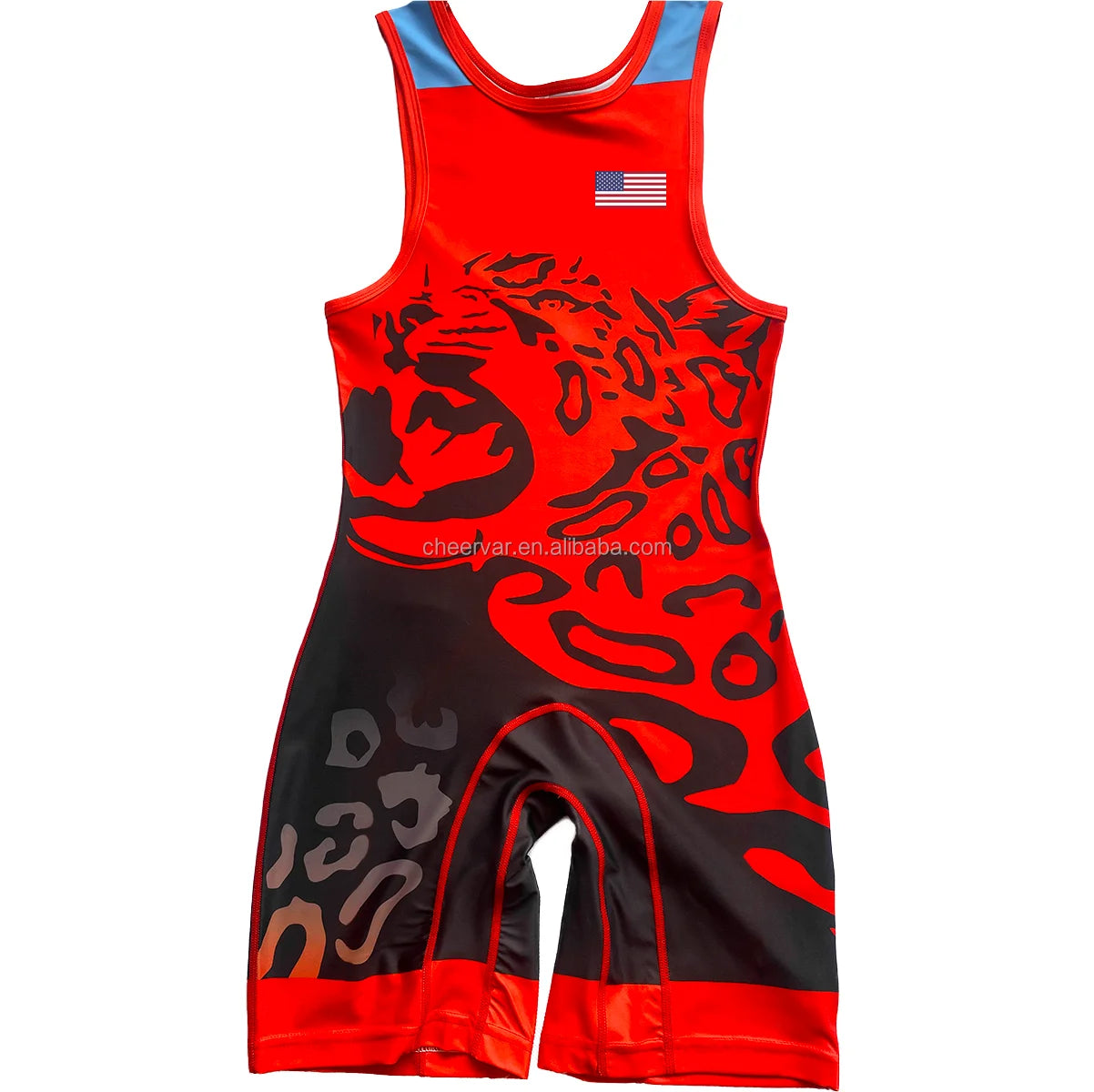 Durable Seams Powerlifting Singlets Spandex/Polyester Sublimation Transfer Print 280g Wrestling Suit for Men's Martial Arts Wear