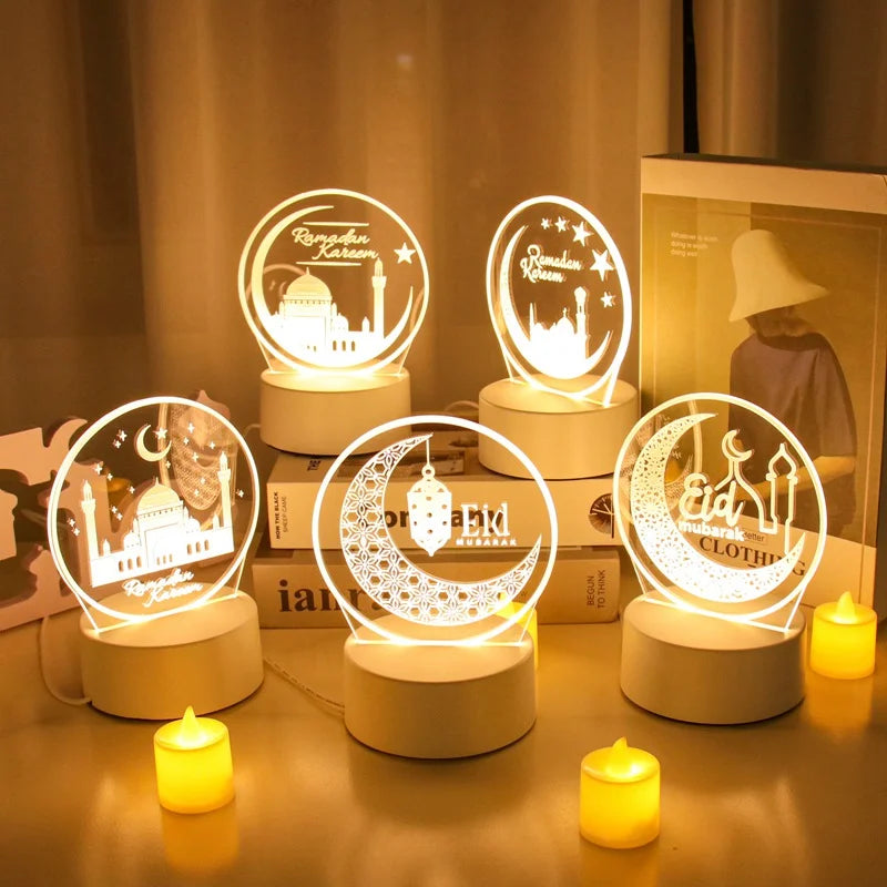 Ramadan Eid Mubarak Lamp 3D Illusion LED Night Night Lamp Change Eid Mubarak Ramadan Decor