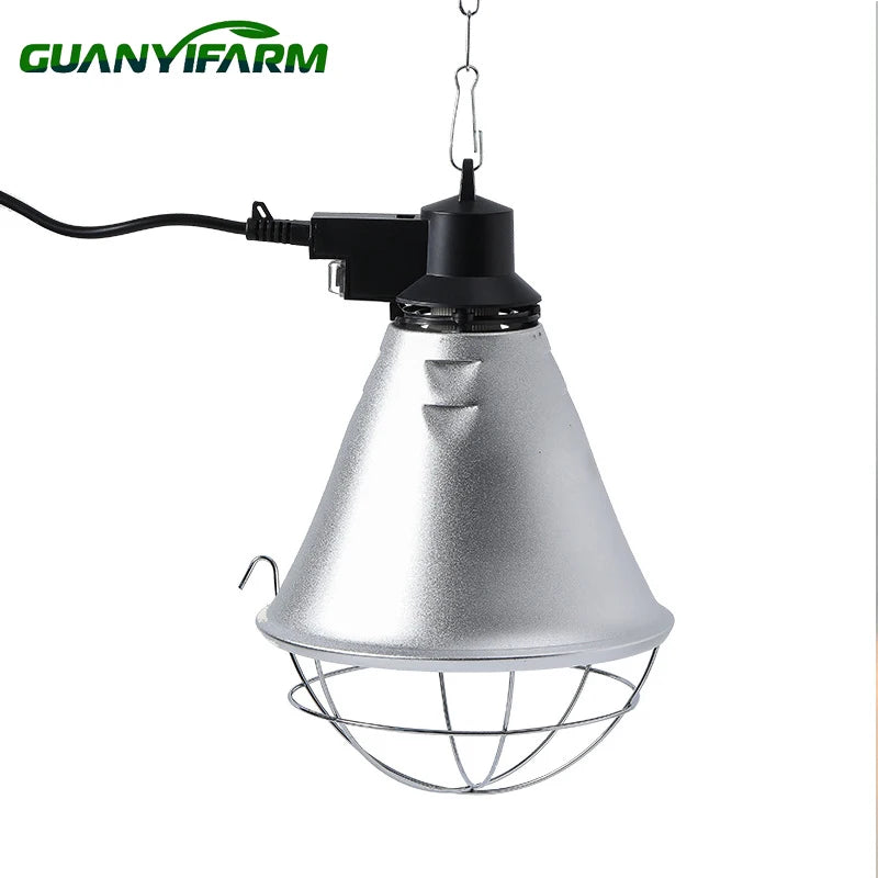 Heat Lamp Kit with Switch for Reptile Aluminium Lampshade Heatlamp Housing Cover Pig Farm Lampshade
