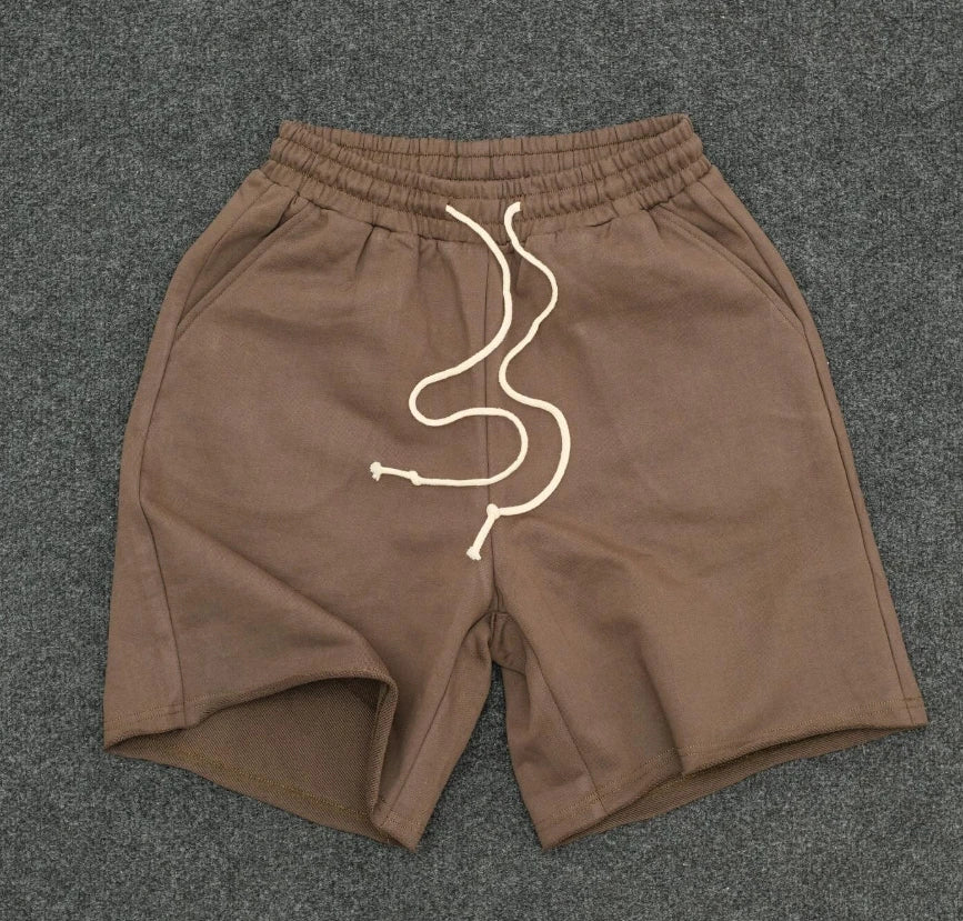 Men's Summer Sports Jogger Shorts OEM Custom Logo Acid Wash Vintage French Terry Cotton Fleece Gym Drawstring Plus Size