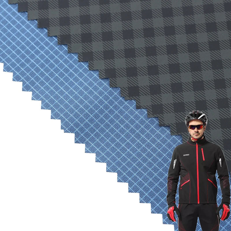 Customization Woven Dark Blue Nylon Lattice Fabric+customization Lattice Film Laminated Wind Coat Fabric