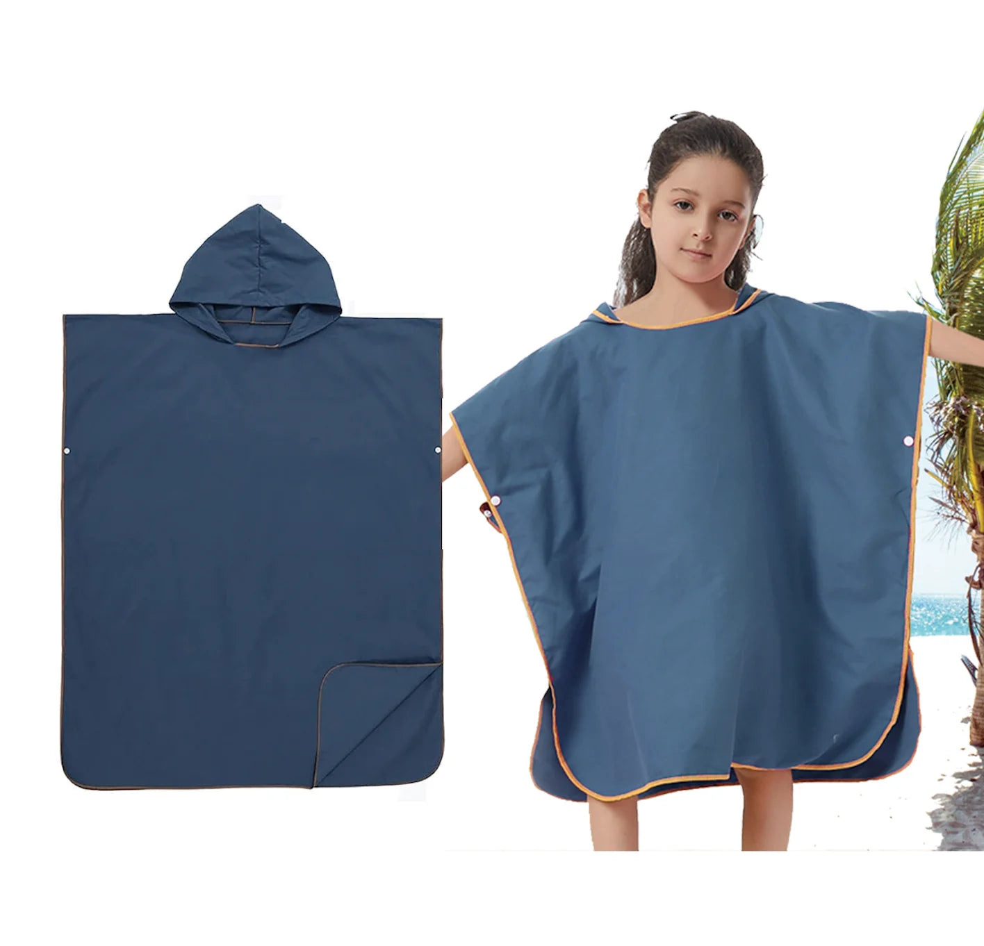 Solid Color Poncho Towel Bath & Changing Soft Animal Design Robe with Antimicrobial Feature