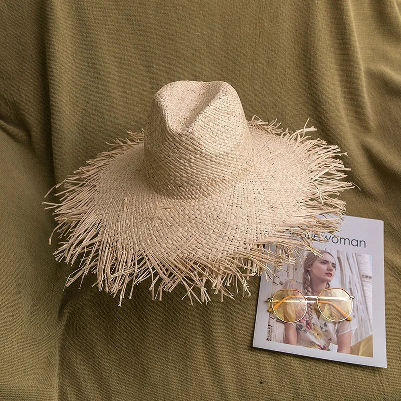 Wholesale Fashion Large Wide Brim Straw Hats Mexico Style Natural Grass Sun Hats Beach Panama Hats