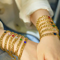 Women Jewelry Stainless Steel Gold Plated Square Inlaid Zircon Cuban Link Chain Bracelet
