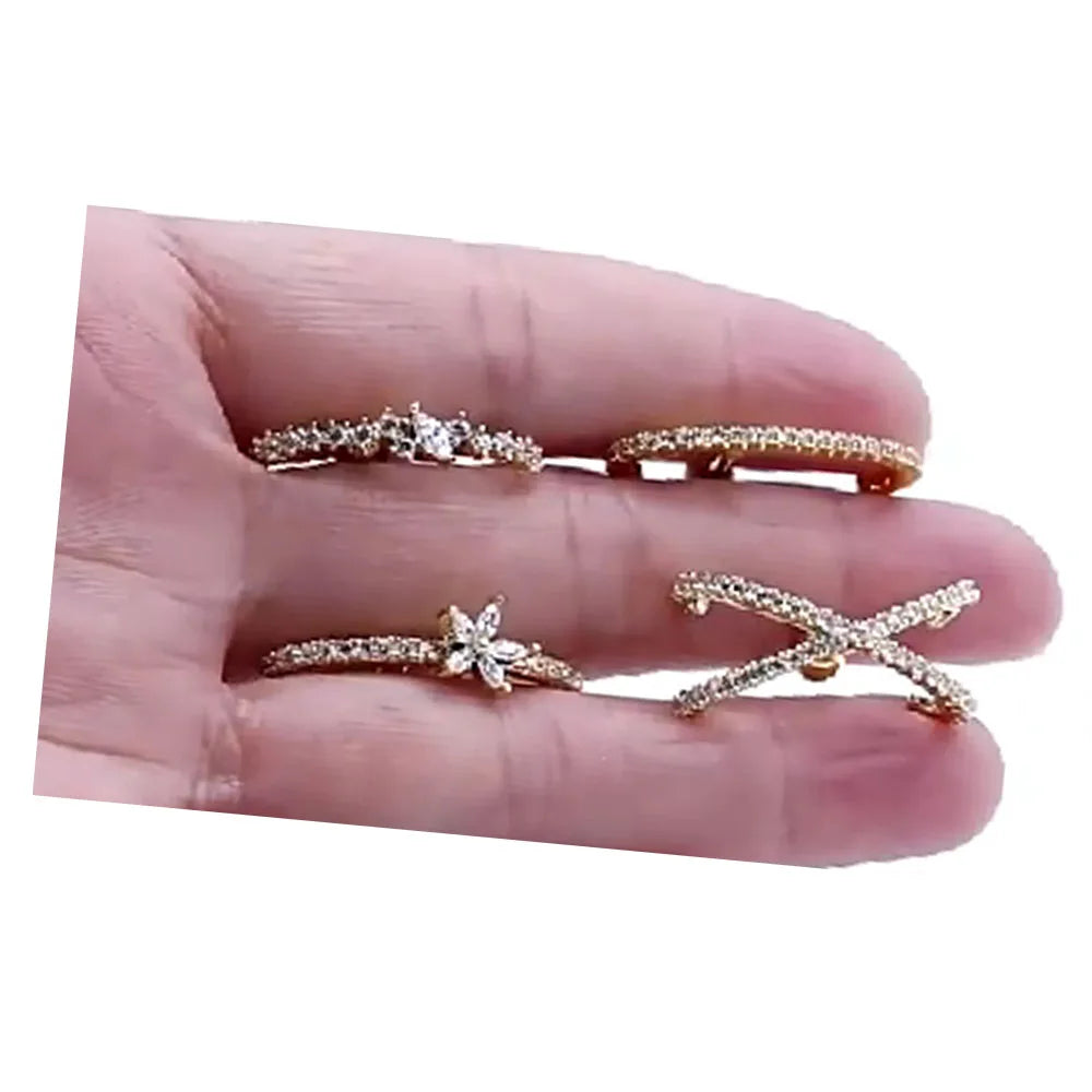 Stainless Steel Ear Bone Clip Accessories Cartilage Earrings Pierced Ear Cuff Zircon Beads Jewelry Unisex Men Women