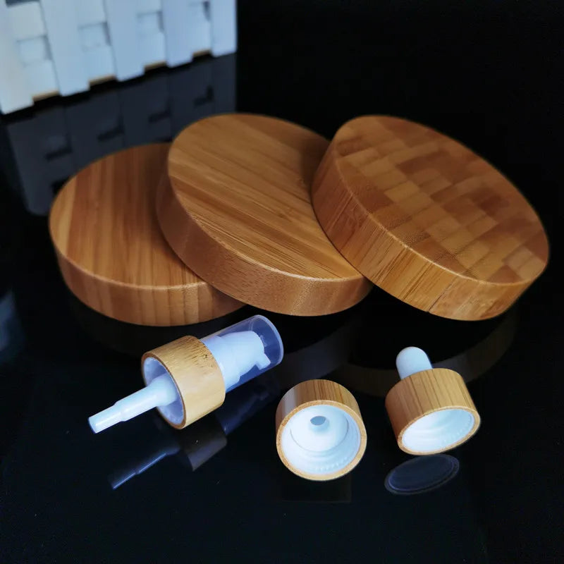 Wholesale Food Container Bamboo Lid Food Storage Container Screw Lid Spice Jar Bamboo Lid Bamboo and Wood Products Cosmetic