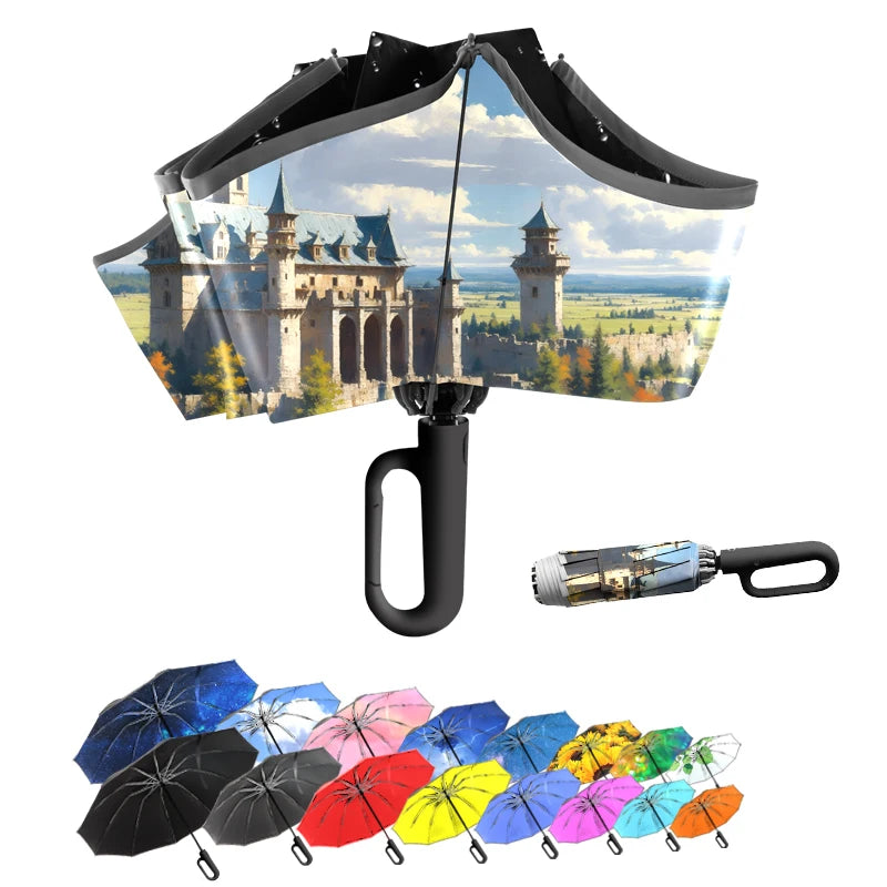 Wholesale Luxury Custom Logo Rain Sun Umbrella Women Promotional Free Shipping Compacted Folding Plastic Handle Metal Parties