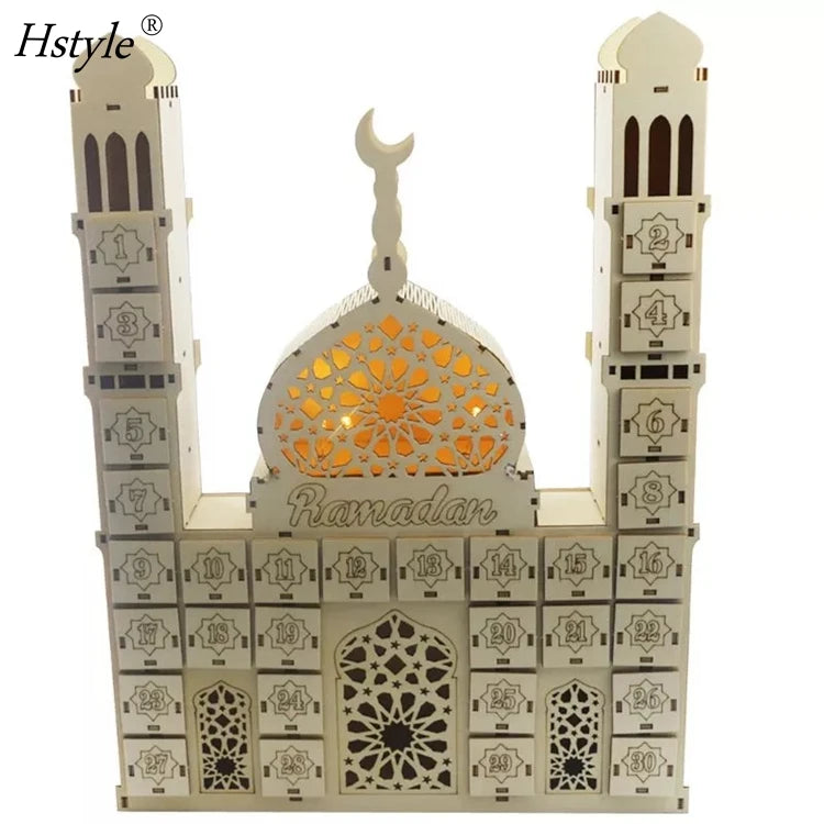 Ramadan Countdown Calendar DIY Wooden Eid Mubarak Ornament Drawer Party Decor Wood Ramadan Decoration SD843