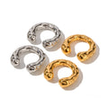 High Quality Fashion Earring Chunky Ear Cuff 18K PVD Real Gold Plated Stainless Steel Hammered Texture Unique Ear Clip for Women