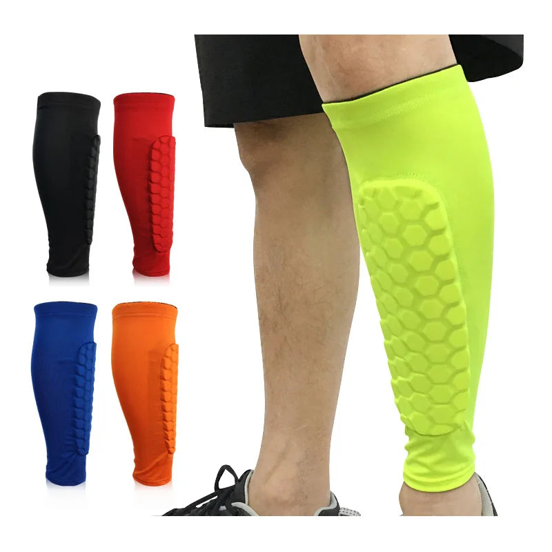 Breathable Athletics Fitness Basketball Football Soccer Safety Crashproof Calf protection Guard Sock Sleeve with Honeycomb Pad