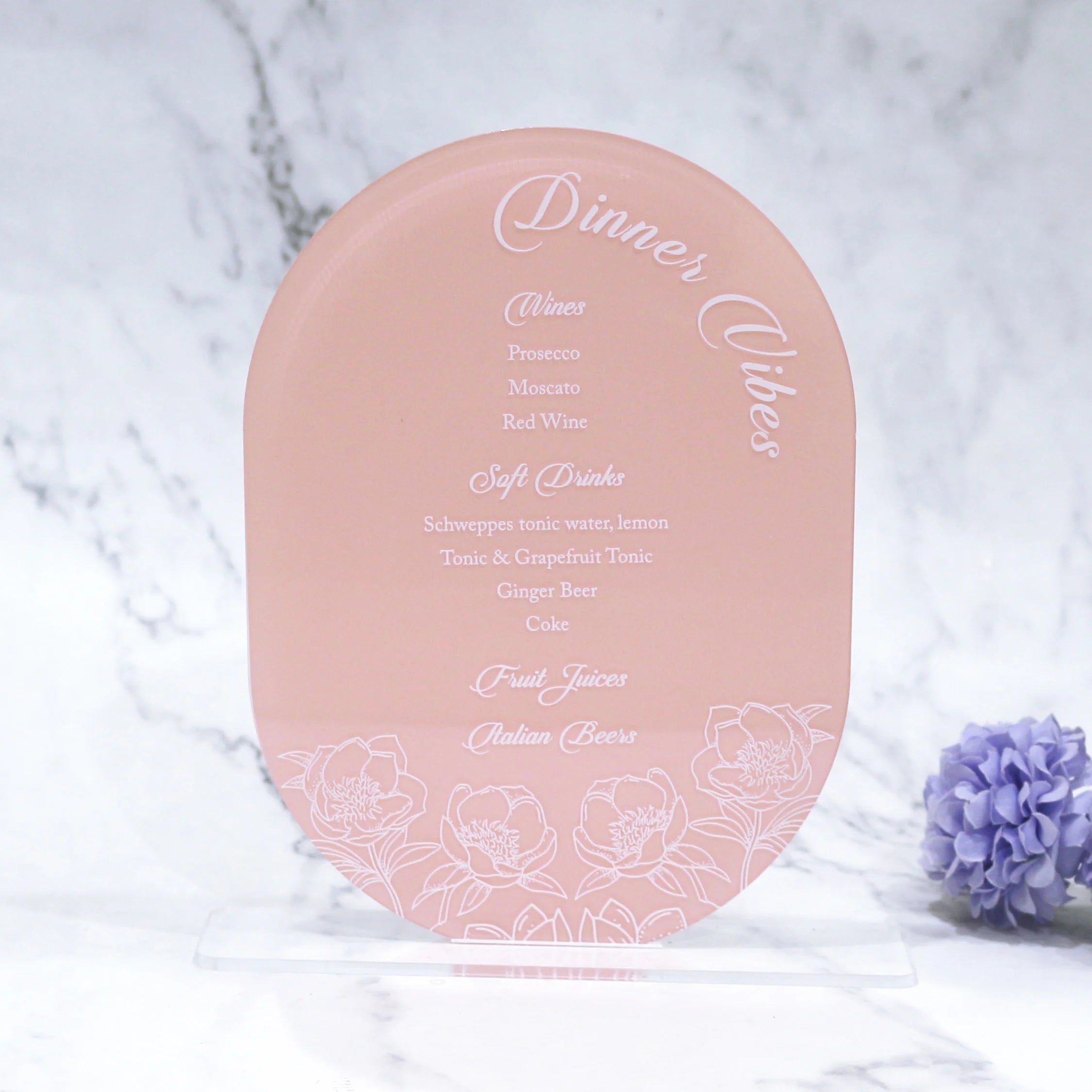 Creative Blush Pink UV Printed Clear Acrylic Wedding Table Sign Cards Luxury DIY Craft Music Angel Styles Made Paper Material