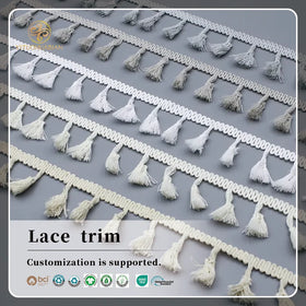 New Design Fringe Ribbon Polyester Cotton Crochet Tassel Fringe Trim for Curtain Decoration