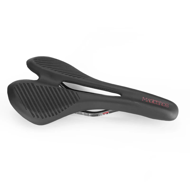 Magicbros Hollow Breathable Carbon Fiber + PU Leather Cycling Road Bike Saddle for Men/Women 131g Lightweight for MTB/Road/City