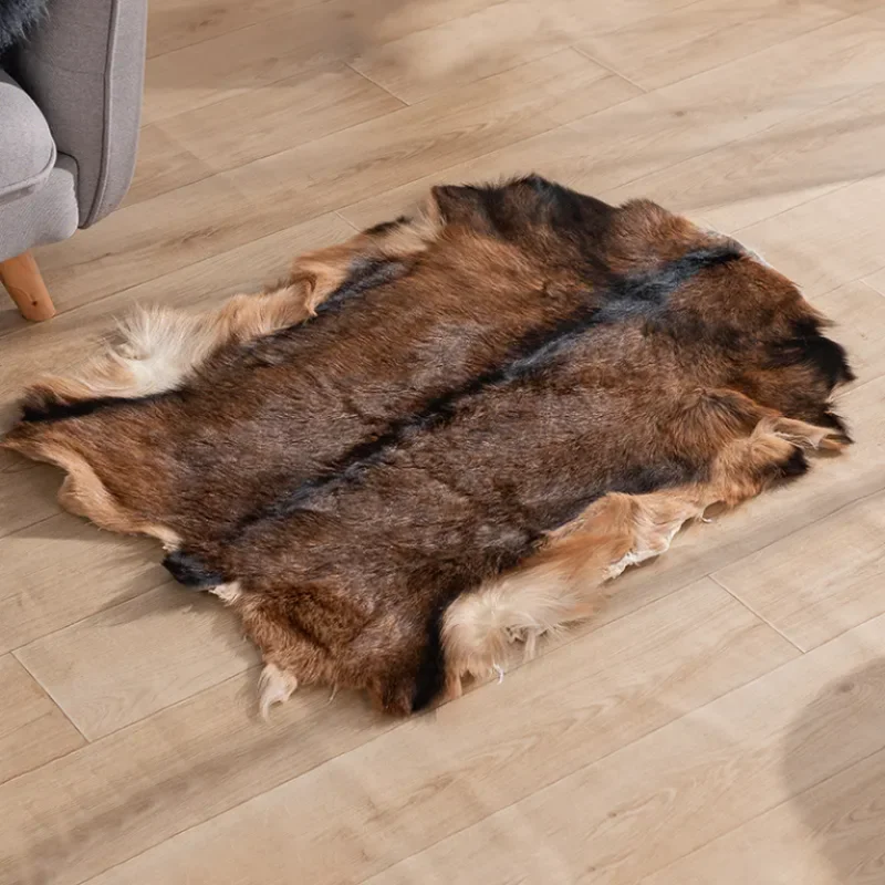 Sample Support Short Hair Goat Leather Rug Manufacturers Natural Color Modern Stain Resistant Non-Slip High Pile Custom Design