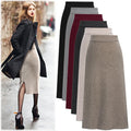10%OFF S-6XL Spring/summer Large Size Skirts Mid-length Wool Knitted Slit Bag Hip Skirt One-step High Waist Skirt