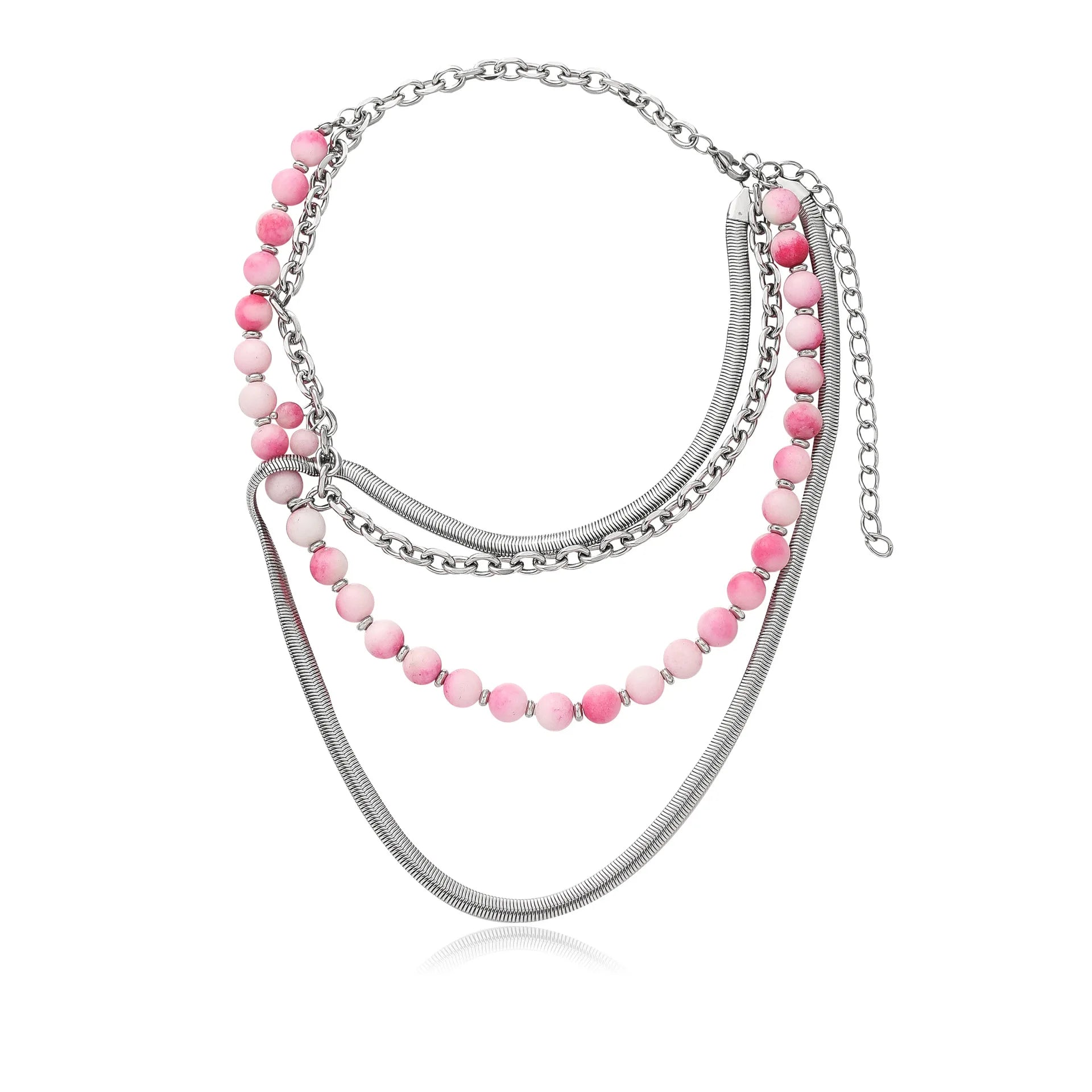 Hot Selling Stainless Steel Necklace Fashion Natural Stone Necklace Women Fashion Multilayer Punk Necklace