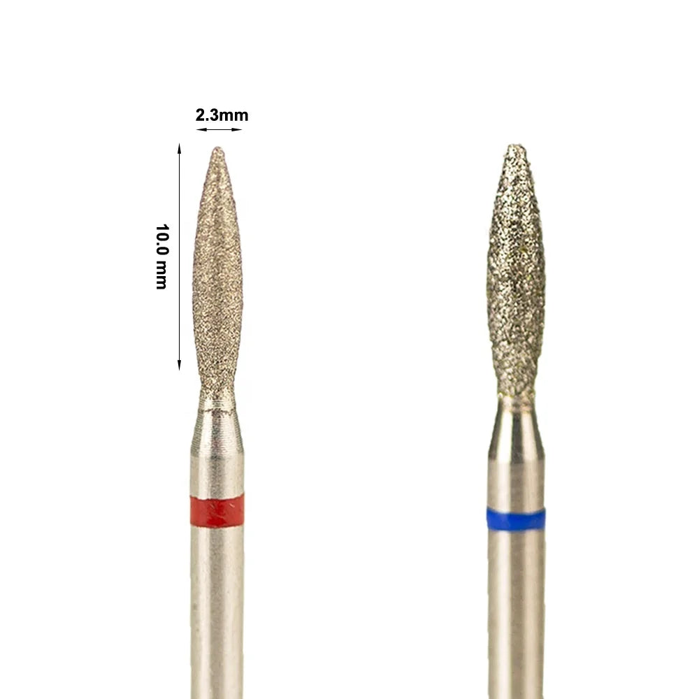 Bud Drop Electric Rotary Burrs 3/32" Wholesale 2.3mm Flame Safety Efile Russian Manicure Diamond Cuticle Drill Bits for Nails