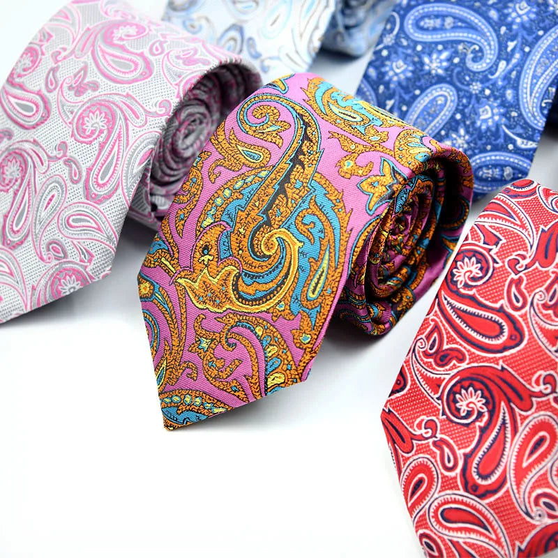 Factory Custom Design Paisley Pattern Suit Accessories Men's 8cm Polyester Neck Tie for Men Gift