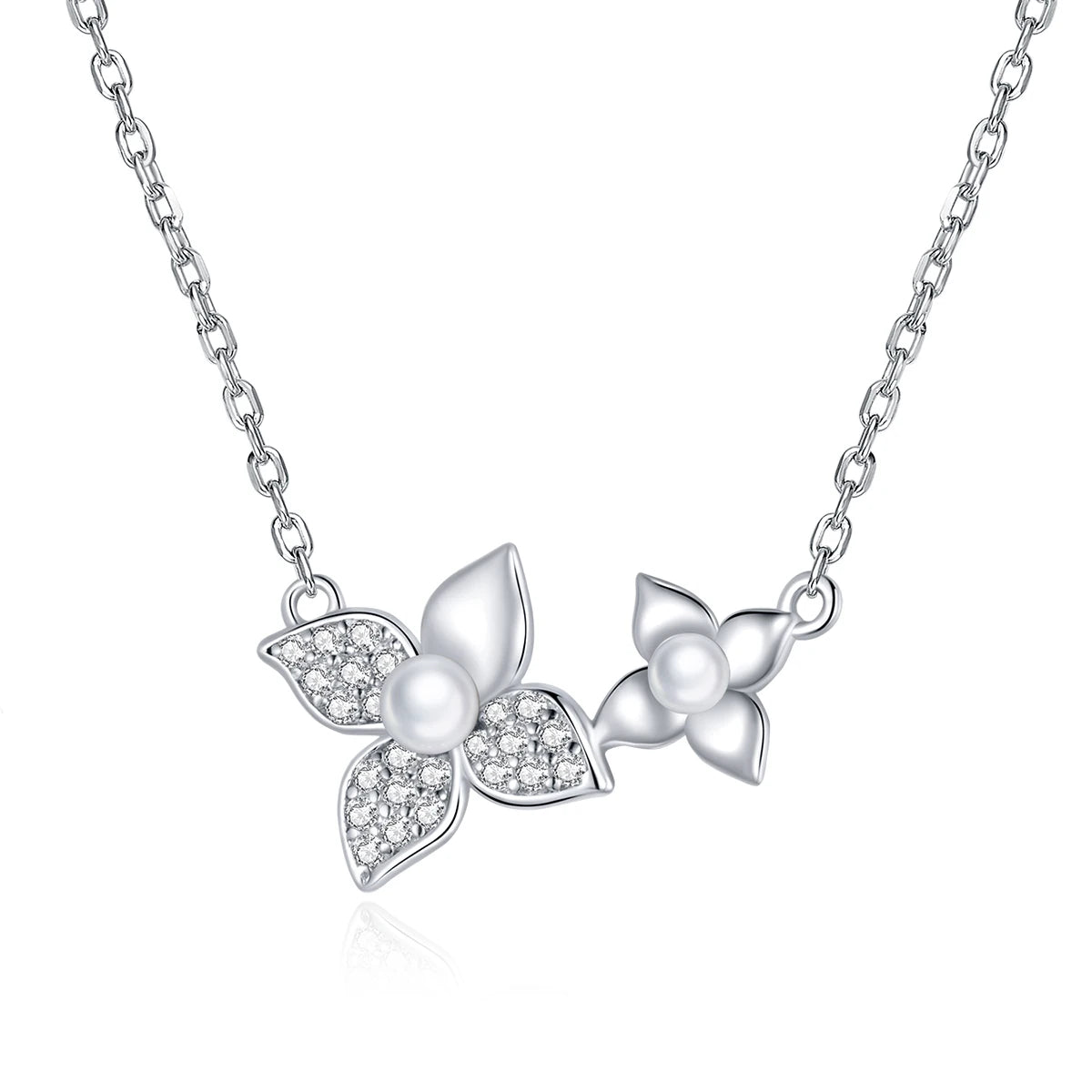 Original 925 Sterling Silver Necklace Flower Necklace Long Chain Link Necklace for Women Fashion Jewelry SCN438