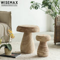 WISEMAX FURNITURE Modern Minimalist Creative Round Coffee Table Wooden Tea Table Set Mushroom Shape Side Table for Living Room