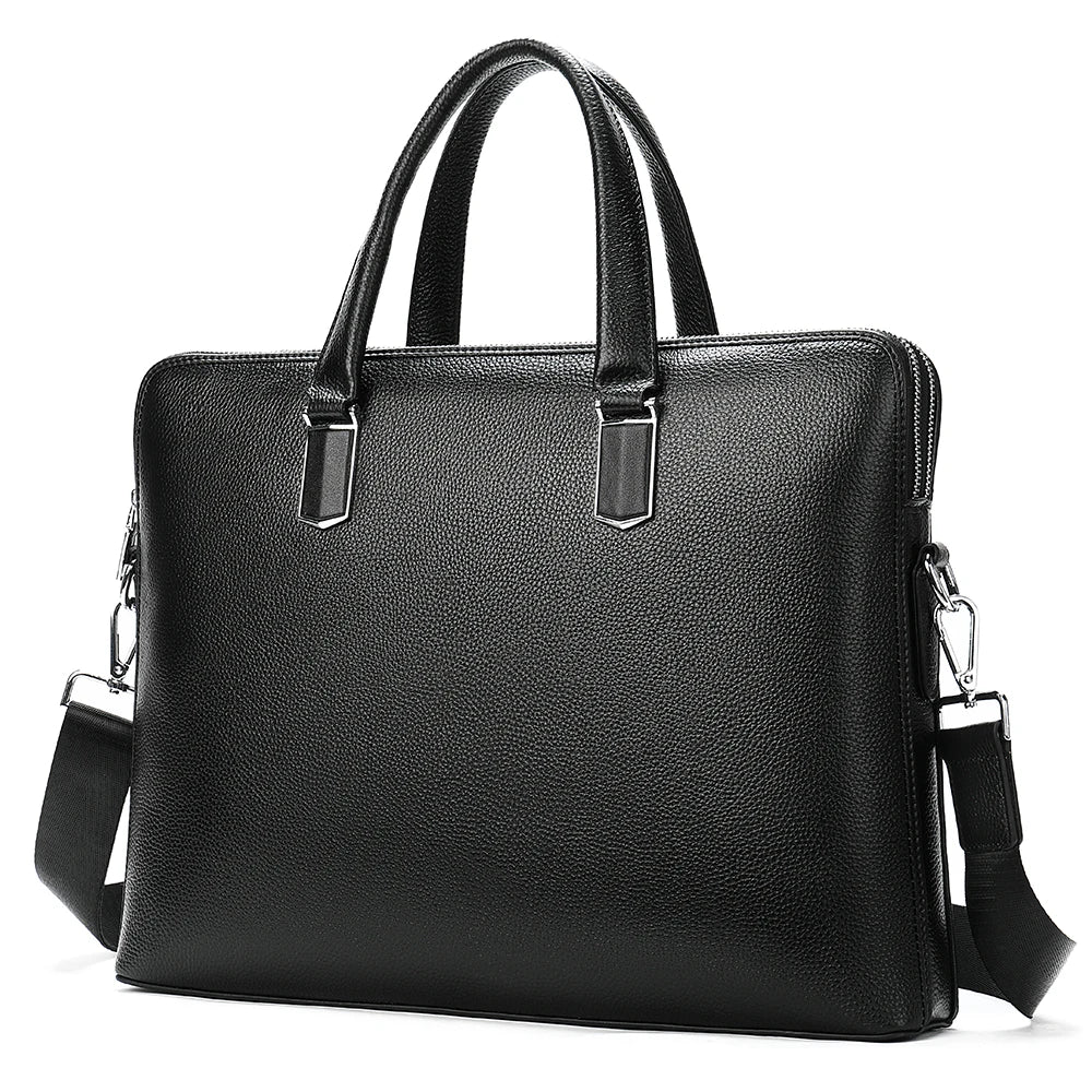 14-inch Laptop Briefcase for Men Genuine Cow Leather Man Handbag Business Shoulder Bag Office Briefcases Messenger Bags