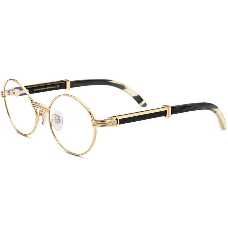 YTSBL7550178 Wholesale Buffalo Horn Glasses Men Round Anti-blue Light Prescription Eyeglasses Frames Luxury Optical Eyewear