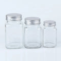 Square Glass Honey Jam Sauce Jars in Bulk 50ml 100ml 200ml 250ml 350ml 500ml 750ml Capacities with Screw Cap Sealing