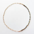 Dainty Half 18k Gold Paperclip Chain Link Necklace Natural Lapis jasper Gemstone Beads Necklace Design Jewelry