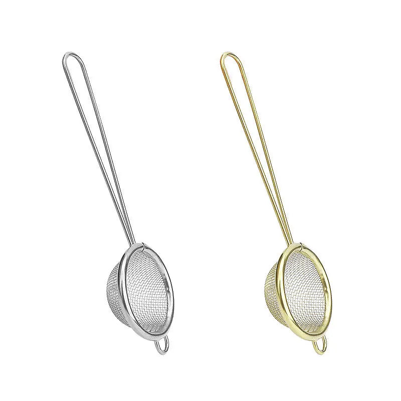 Wholesale Stainless Steel Mesh Strainer Tea Colander for Matcha Tea Powder Silver and Golden Metal Micromesh Matcha Sieve