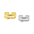 WuQie Sterling Silver Wave 18K Creative Ring Irregular Double Square Women Ring