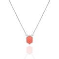 925 Sterling Silver Red Enamel Geometric Hexagon Fashion Necklaces & Pendants
