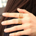 Chris April 316L Stainless Steel PVD Gold Plating Fourlayers Adjustable Infinity Ring