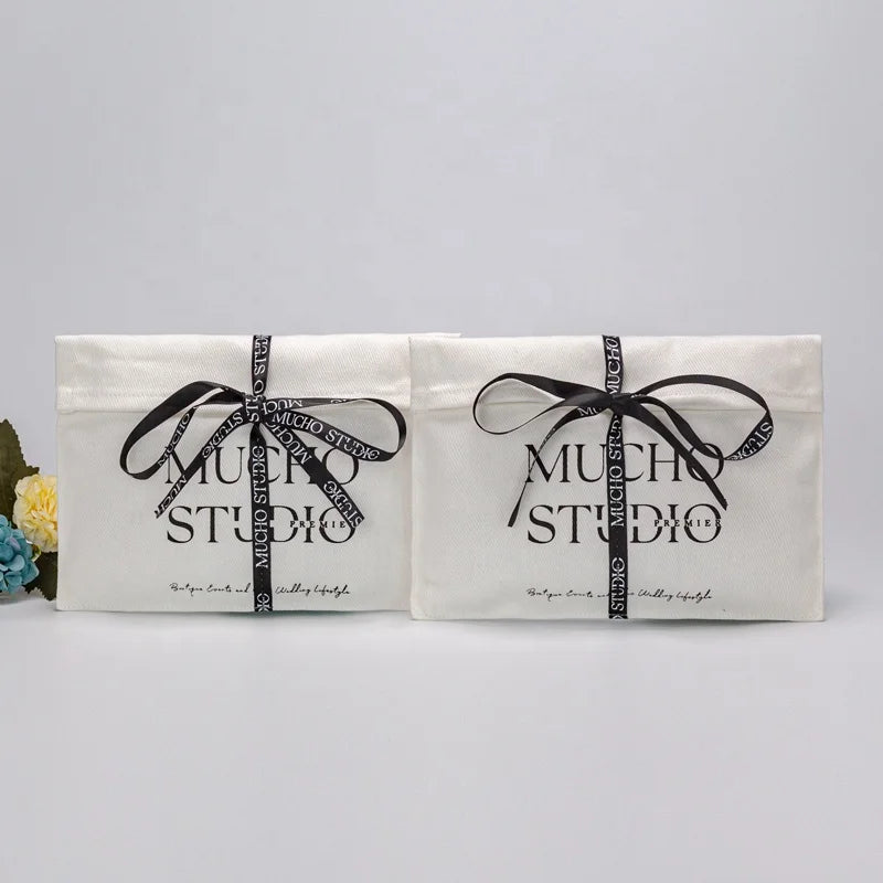 Twill Cotton Flap Dust Envelope Bag  Packaging Large White Cotton Dust Envelope Pouch