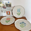 Solhui Irregular Nordic Ceramic Snack Dishes Hand Painted Turkish Plates Blue Flower Side Dish