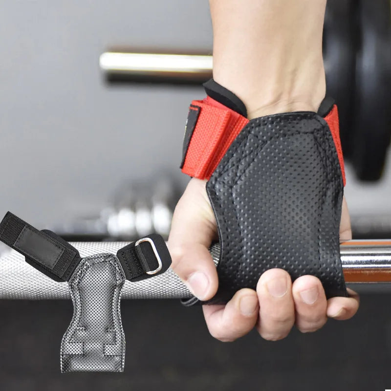 Ergonomically Lifting Gym Hand Grips Custom Cowhide Palm Protector Fingerless Weightlifting Safety Gear