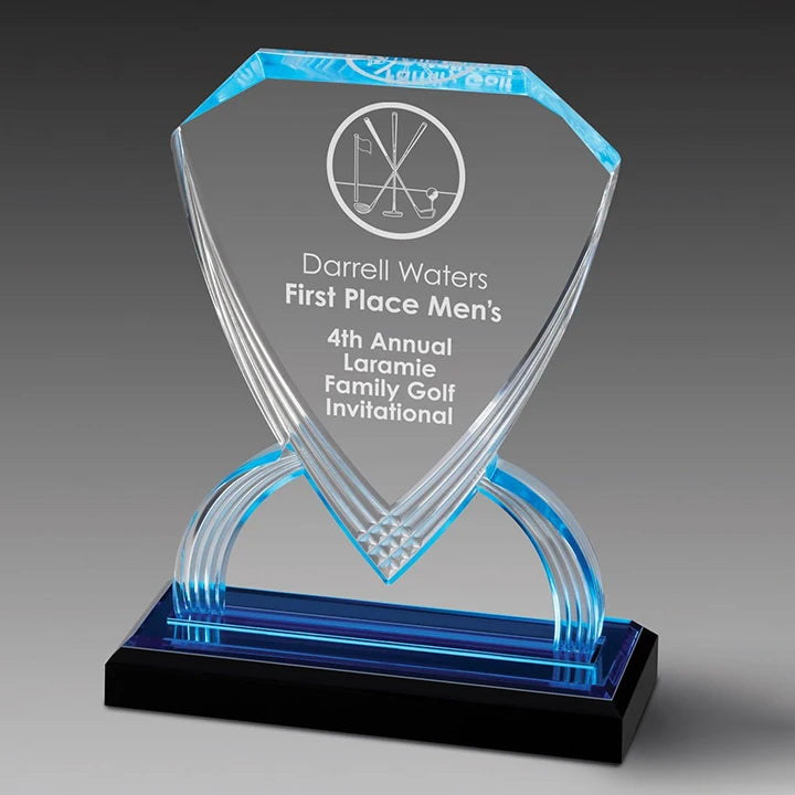 Engravable Personalized Award Shield Acrylic Trophy for Employee Recognition WorkSports